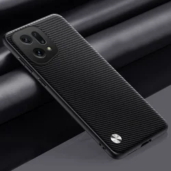 Luxury PU Leather Shockproof Silicone Phone Case Cover for OPPO Find X5 (Style 2 Black)