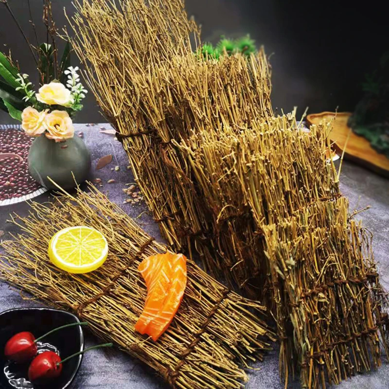 Description Picture 6 of item6 Pcs Bamboo Sushi Arrangement Dining Room Table Decor Mat Tool Decorations Fence Sashimi Backdrop Ice Tray Supply