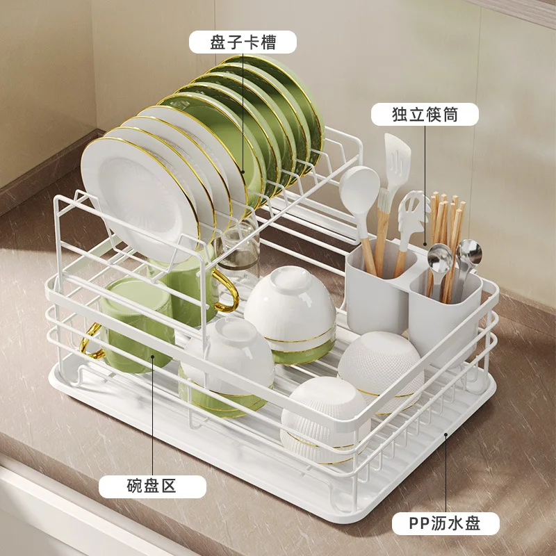 

Kitchen racks, cutlery storage, drain bowls, drain racks, countertops finishing, double-layer dish racks, metal storage racks