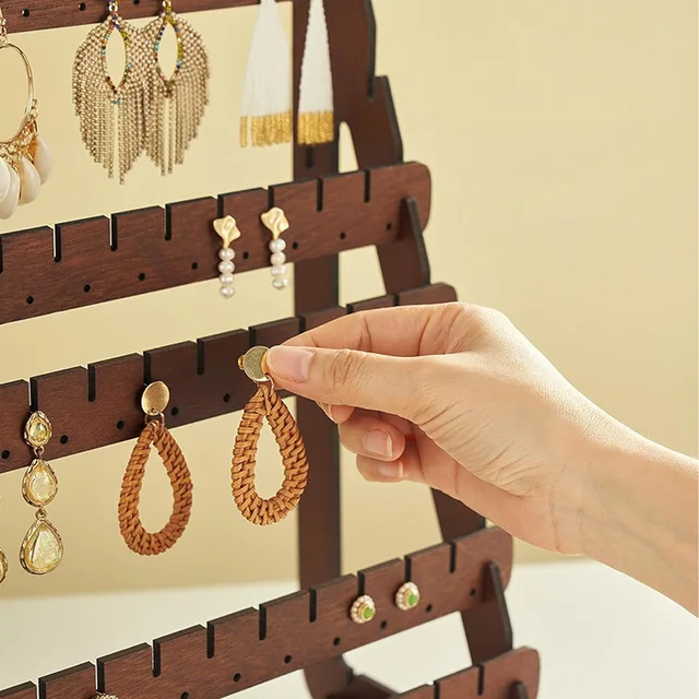 87851-c10fdc.jpg Support organisateur d'accessoires à 7 niveaux, grande capacité, présentoir de boucles d'oreilles et de bijoux, support de rangement pour filles et femmes, Table de vanité pour chambre