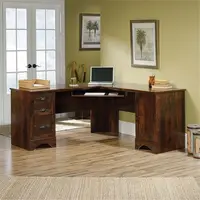 Home Office L Shaped Desk with Computer Tower Storage in Curado Cherry 2