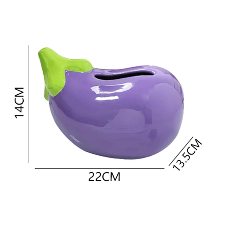Ceramic Durian Apple Eggplant Shaped Tissue Box, Creative Light Luxury Napkin Box Home Living Room Bedroom Hotel Decoration, 1Pc