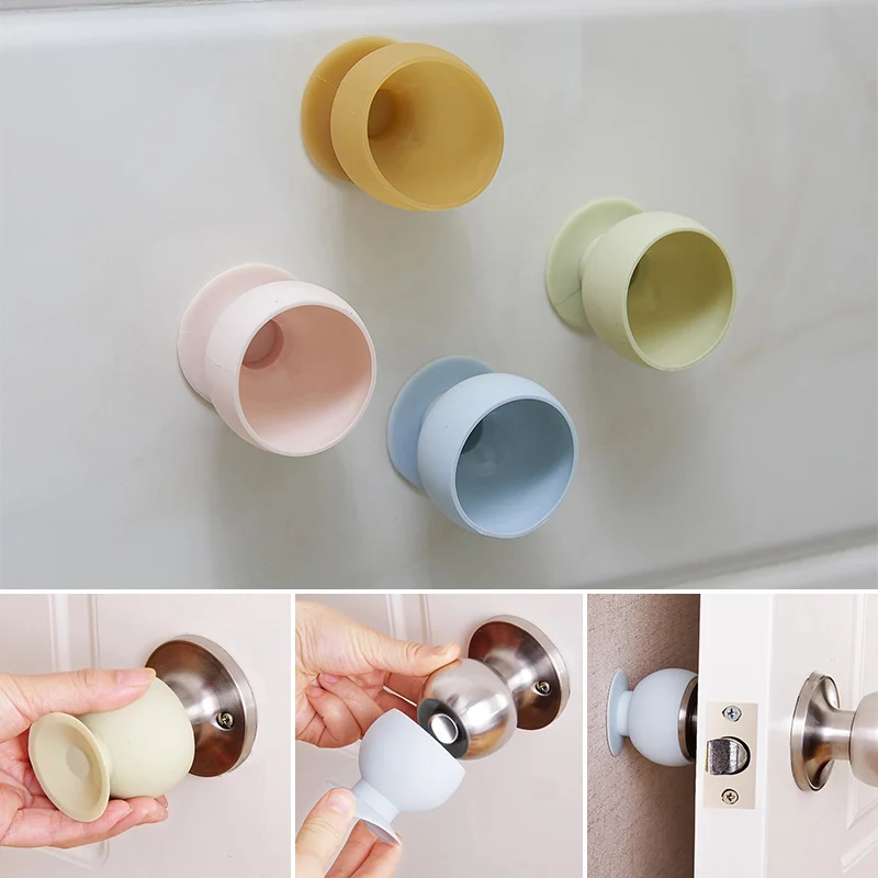 Cup Type Door Knob Dust Covers Round Rubber Wall Protector Door Handle Bumper Guard Stopper Baby Safety Supplies Crash Pad