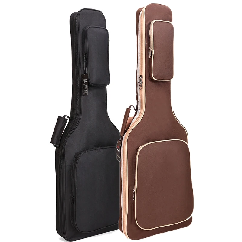 Waterproof Oxford Electric Guitar Bag Wearable Electric Bass Case Brown Color Absorption Standard Guitar Box Cover