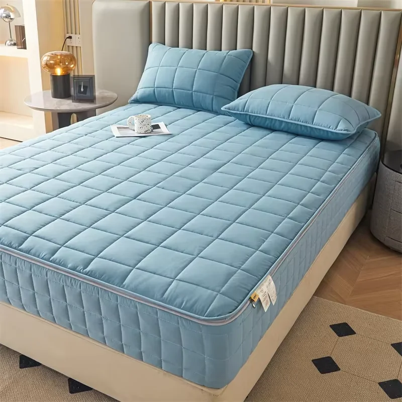 6-Sides Full Enclosed Thicken Fitted Sheet Mattress Cover with Zipper Custom Size Quilted Bed Sheet Anti-mite Mattress Protector 4