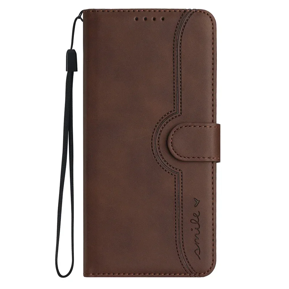 Leather Flip Wallet Phone Case with Card Slot & Book Strap
