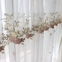 Luxury Curtains Sheer For Living Room Lace Blue Embroidered Pink-purple Romantic Princess Window Screen Kitchen Tulle Drapes 2