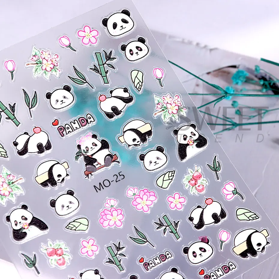 Kawaii Panda Nail Art Stickers - Cute Bamboo Letter Designs For Water Decals  And Watercolor Tattoos - Temu