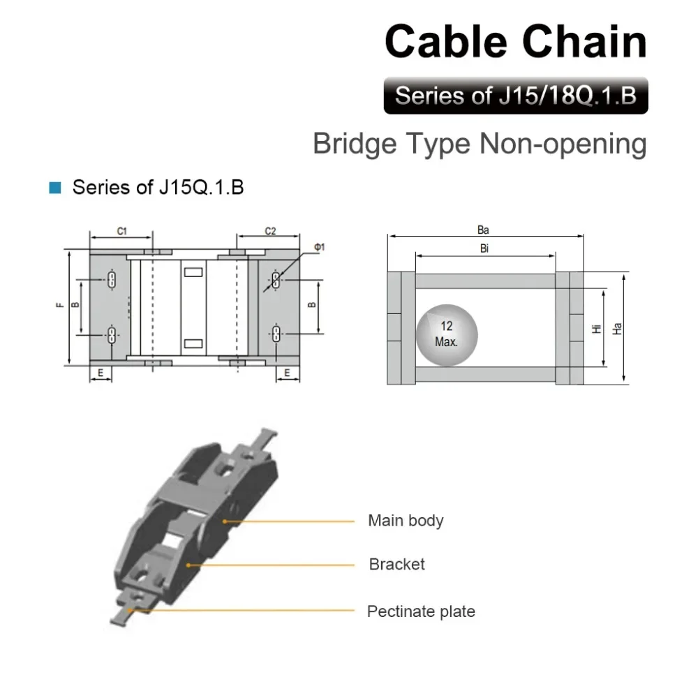 Transmission cable chain Bridge Type Non-Opening 15x20 15x30 18x25 18x37mm Plastic Towline Transmission Drag Chain for Machine