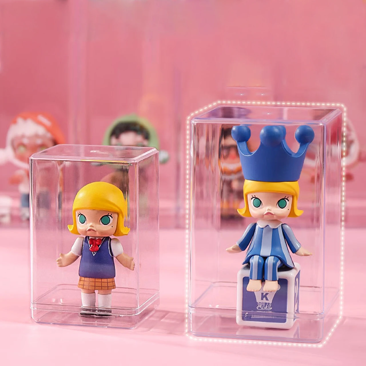 Stackable Doll Storage Box Acrylic Display Case for Bubble Mart Ornaments Collection Transparent Figurine Toys Organizer