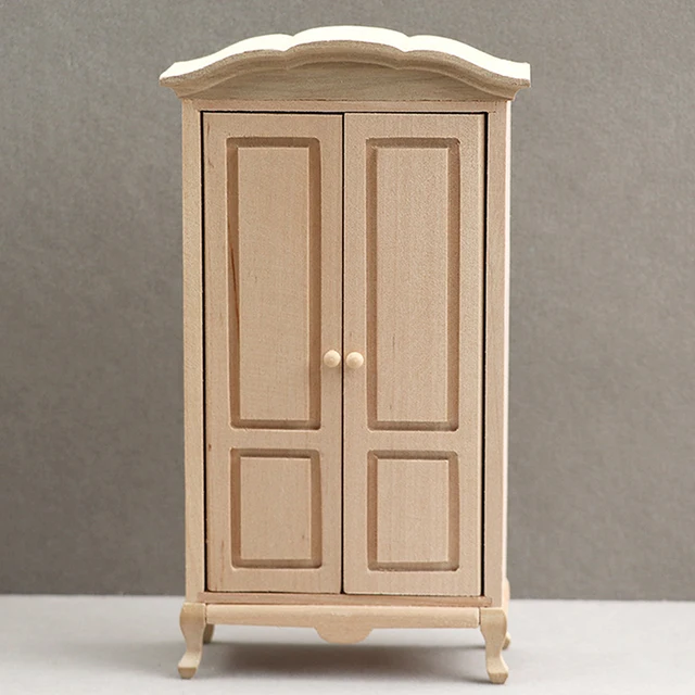Garde-robe l'inventaire en bois pour enfants, boîte de rangement modèle, accessoires de meubles pour décor de maison de beurre, jouets de simulation, maison de courses 1:12 1