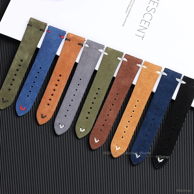 High Quality Blue Suede Leather Vintage Watch Strap and Sport Bracelet Accessory