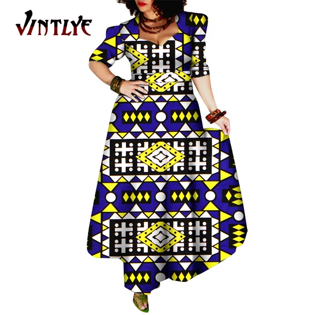African Style Dresses for Women Elegant Evening Gowns African Party Dress Maxi Ankara Floral Printed Robe Africaine Femme WY092 16