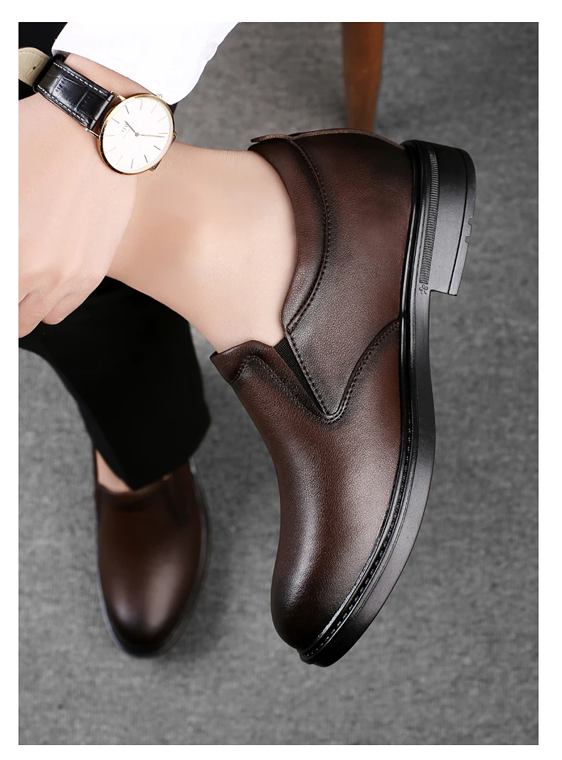 Aufzug Loafer Hochzeit Männer Leder Schuhe Business Britische Formale Kleid Schuhe Höhe Erhöhen Einlegesohle 6CM Lift Plus Größe 35-47 – Detail 16