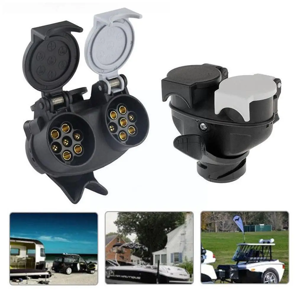 13 Pin to 7 Pin Euro Trailer Towing Caravans Dual Socket Trailer