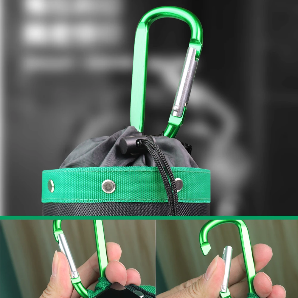 LAOA Nail Organizer Bag Woodworking Waist Pack Oxford Cloth Straight Bag Stainless Steel Interior 2