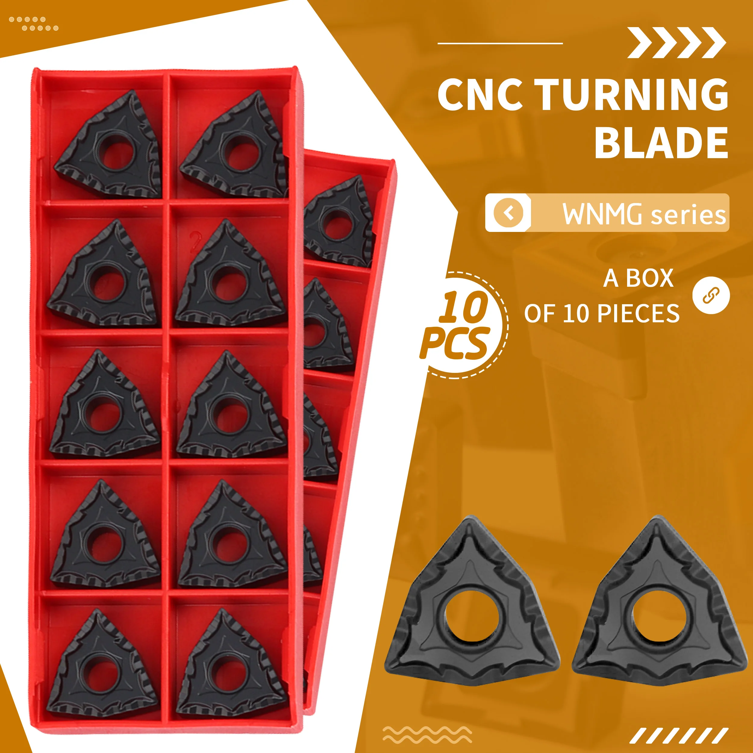 

WNMG080404-CQ WNMG080408 NK3100 CNC Lathe Turning Tools Cutting Machining Inner External Carbide Insert Black Coating Peach type