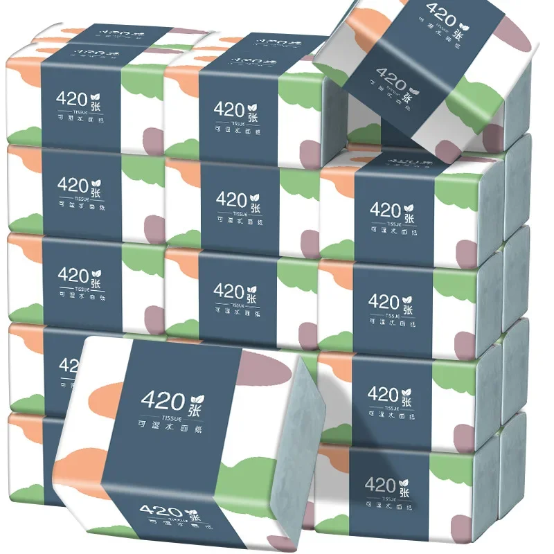 10 Packs Eco Friendly Portable No Fluorescent Virgin Wooden Pulp Tissue Soft Comfortable 5 Ply Facial Tissue Paper