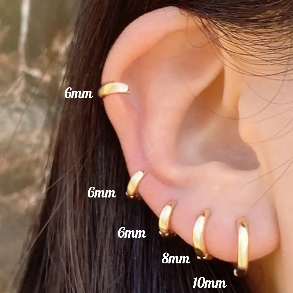 2Pc Small Huggie Hoop Earrings for Women Girls Tiny Helix Daith