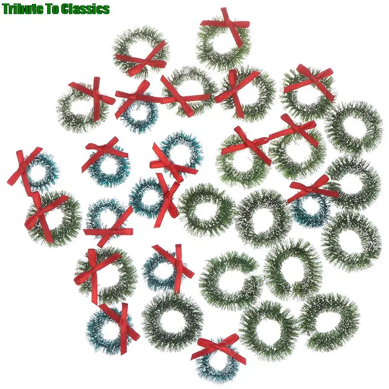 10 pcs Christmas Wreaths Miniature Fairy Garden Home Decoration Mini Craft Dollhouse Micro Decor DIY Gift Dollhouse Decor