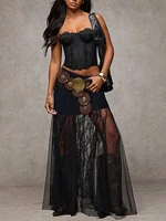 plus Size Elegant Lace Half Skirt Spring Summer New Style Women's Black High Waist Stylish Commute Sexy Mesh Party Dress Skirt - Image 4