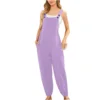 Cotton Linen Ladies Bib Pants Suspender Trouser Loose Casual Female Women One-Piece Romper Overalls Wide Leg Jumpsuit Streetwear 2