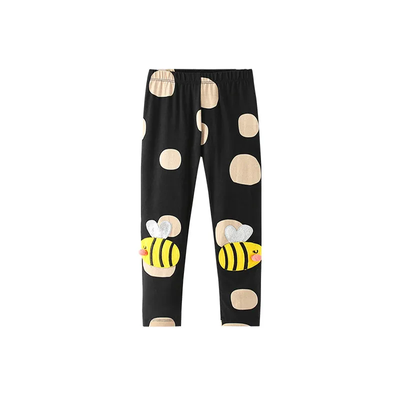 Jumping Meters Children's Girls Leggings Pants Bee Embroidery Hot Selling Dots Baby Costume Full Length Toddler Skinny Pants