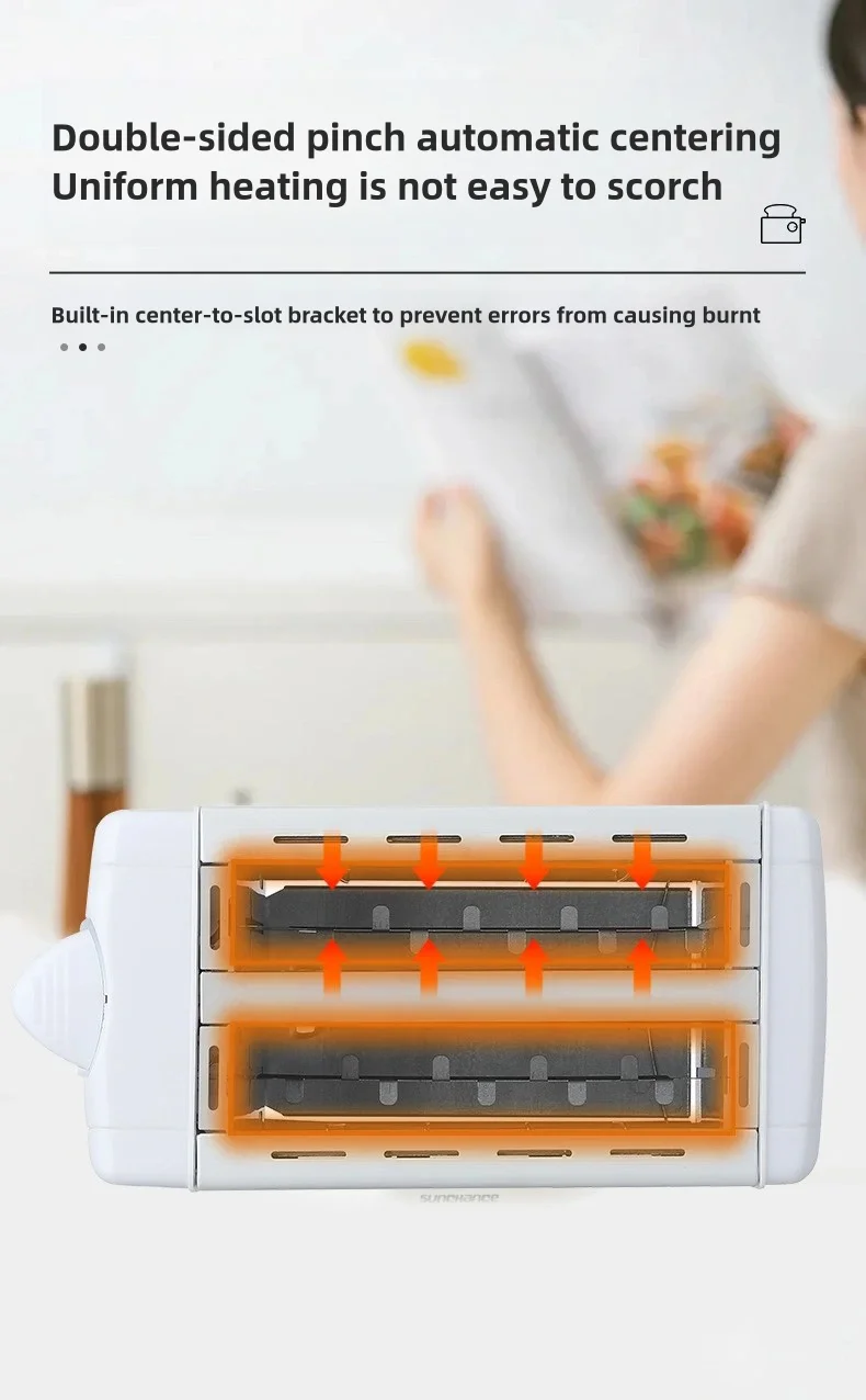 Description Picture 6 of itemElectric Toaster EU Adapter 2 Slice Compact Kitchen Appliances Sandwich Maker for Baking Specialty Breads Cooking Bagels Snacks