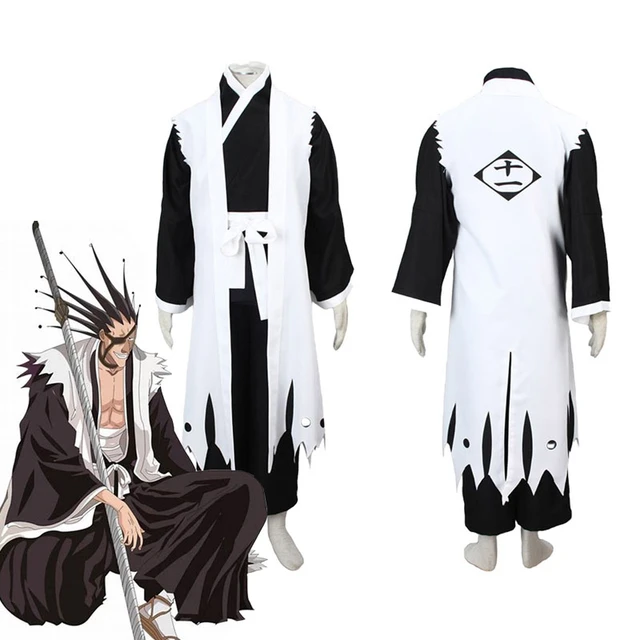 MANMICOS US-Größe Anime Zaraki Kenpachi Cosplay Kostüme weiße Robe Halloween elften Anzug (X-Large), weiß, XL MANMICOS US-Größe Anime Zaraki Kenpachi Cosplay Kostüme weiße Robe Halloween elften Anzug (X-Large), weiß, XL