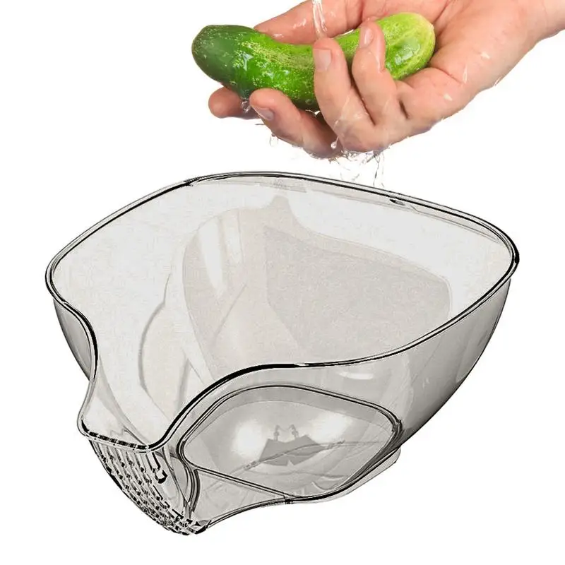 

Vegetable Washing Basket Side Filter Hangable Safety Strainer Bowl For Fruit Wash Space Saving Stackable Vegetable Basket