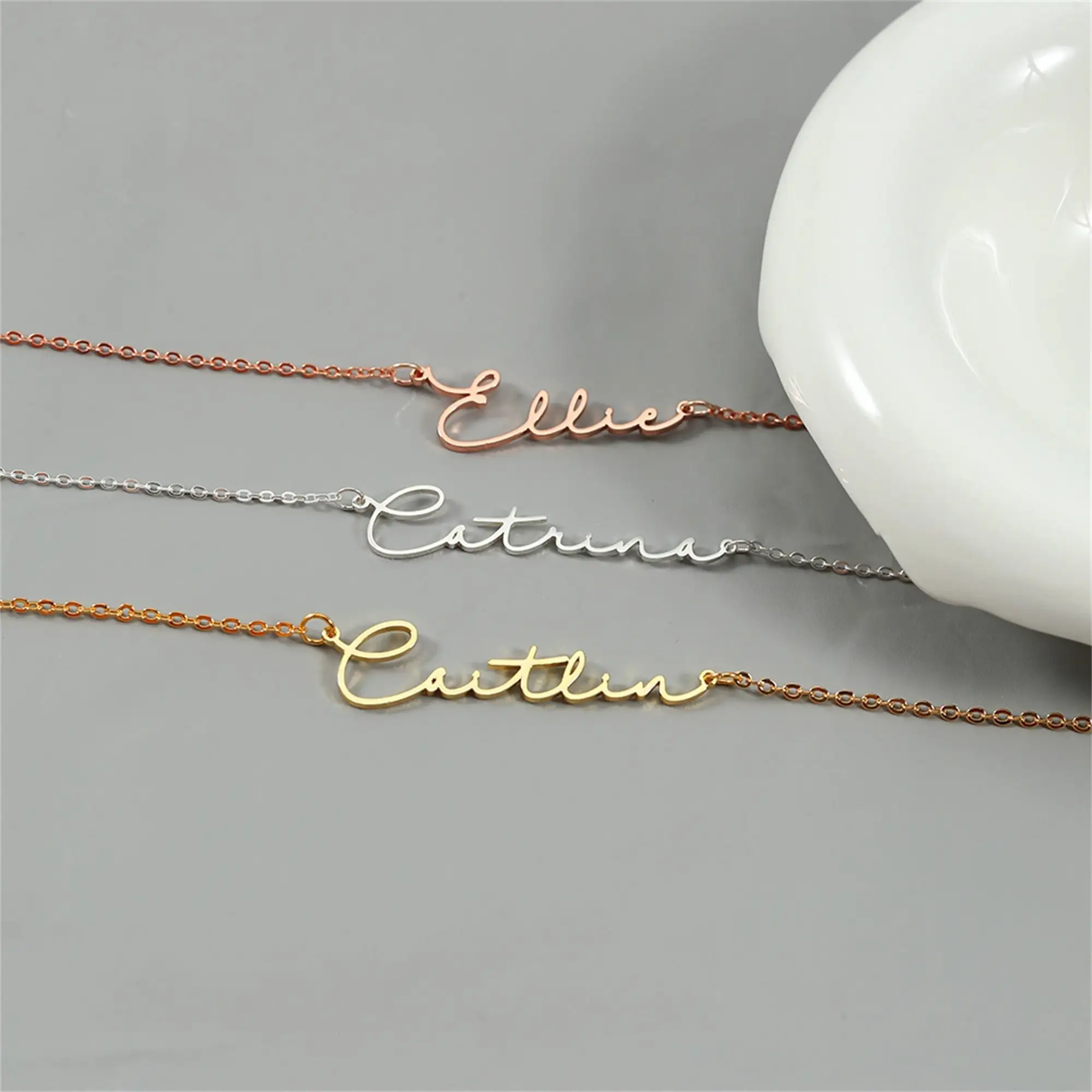 Handwritten Name Necklace For Women Custom Personalized Cursive Name Necklace Stainless Steel Jewelry Name Choker Chain