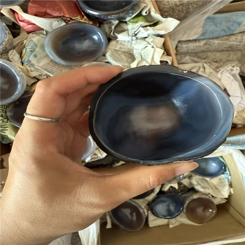 Einzigartige Kristall-Achat-Schale Handgefertigtes Freiform-Edelsteinbesteck zur Entmagnetisierung und Meditation Erstklassige Wahl für Feiertagsgeschenke – Detail 1