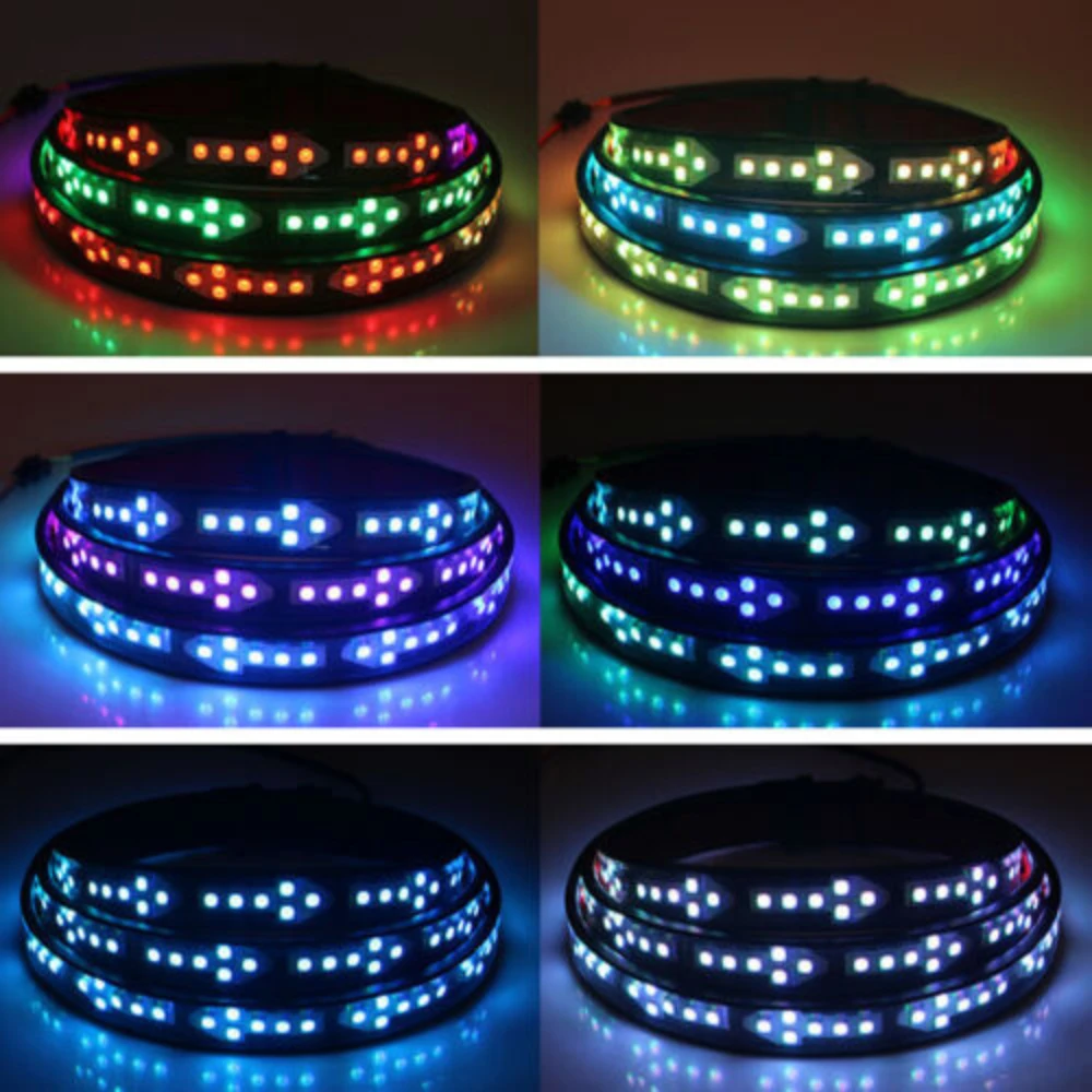 자동차 넓은 슈퍼 브라이트 화살표 LED 스트립, RGB 표시 경고등, 다이내믹 다채로운 외부 장식, 앰비언트 라이트, 12V, 24V