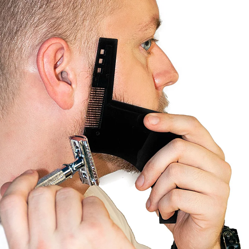 Beard Styling Shaping Template Comb Barber Tool Symmetry Trimming Shaper Stencil Beard Hair Brush Stencil Salon Styling Tools 4