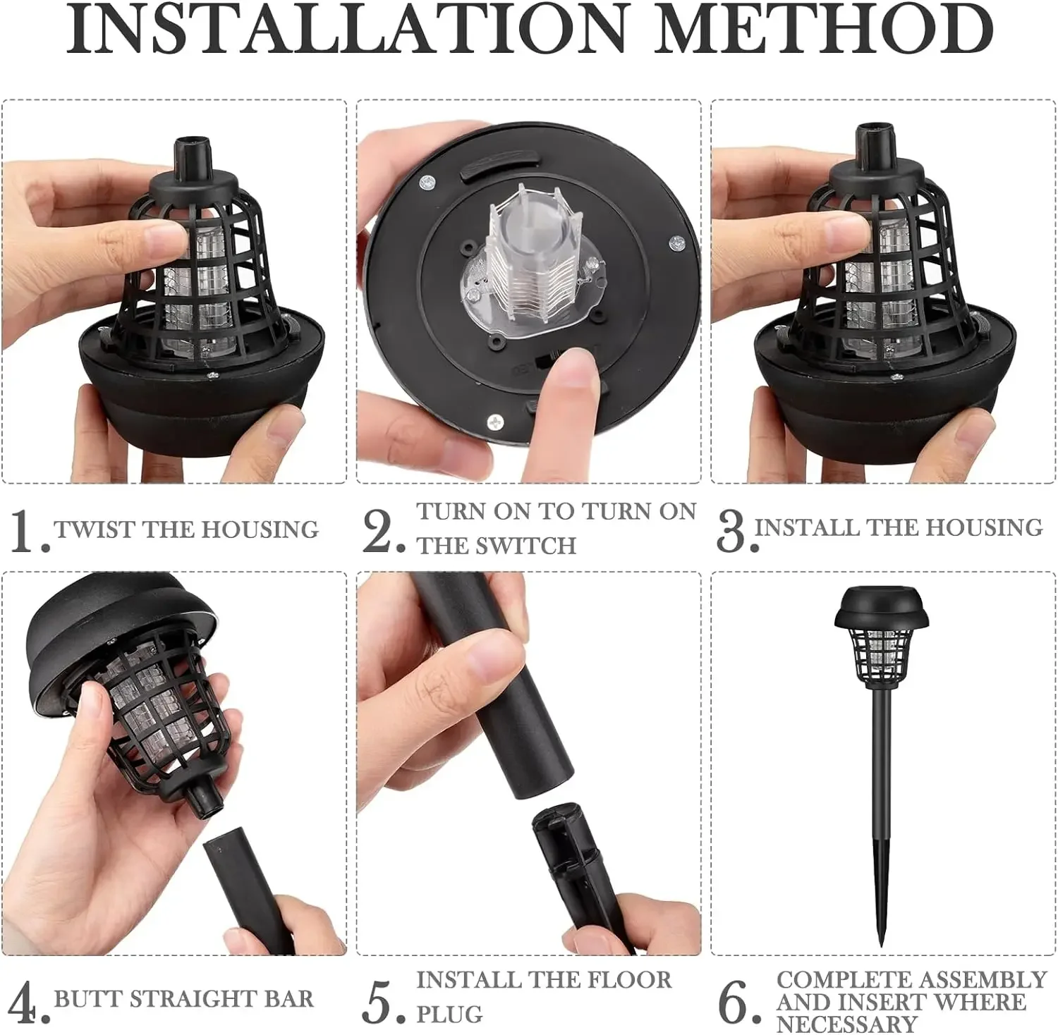 Waterproof Solar Mosquito Killer 2 Light Modes Outdoor Garden Lamp Trap Mosquito Insect Zapper for Yard Lawn Fish Pond