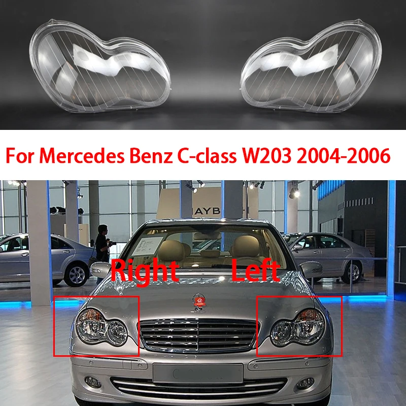 Cubierta de faro delantero de coche mercedes-benz Clase C W203, cristal  C200K, C230, C280, C300 - AliExpress