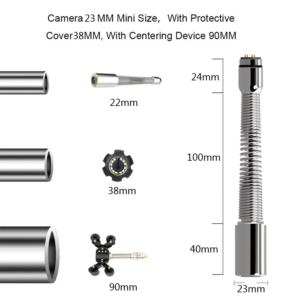9" DVR Sewer Pipe Inspection Camera Self-Leveling 512HZ Locator Video+Audio Recording 5X Image Enlarge+Meter Counter Endoscope