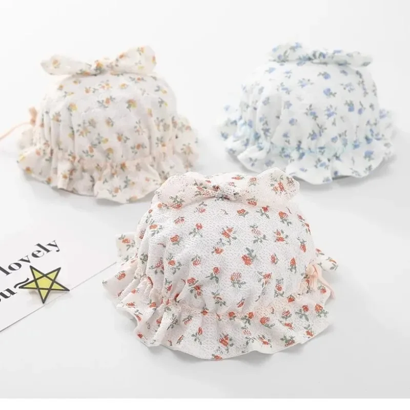 

New Spring and Autumn Princess Cute Children Dot Shape Baby Hat Infant High Beauty Flower Pure Cotton Pot Cap Gift