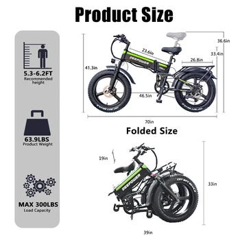DEEPOWER 2000W Adults Electric Bike Bicycle 48V 25AH 20 Inch Fat Tire Folding Electric E Bikes 6
