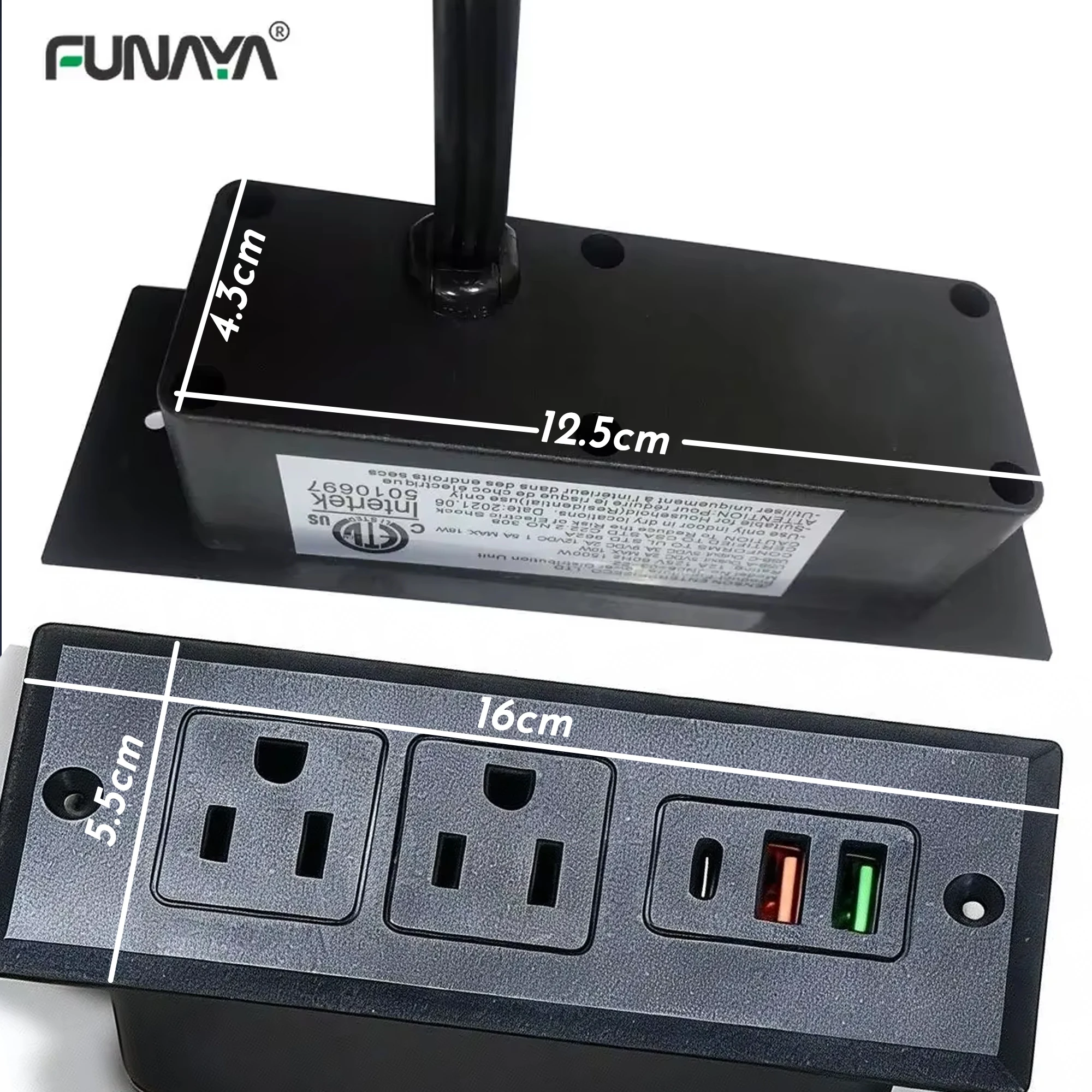 Built in Table Sockets US 15A with USB Type-c 110 220v Office Bookcase Furniture Recessed Hidden Strip Power Table Top Socket 4