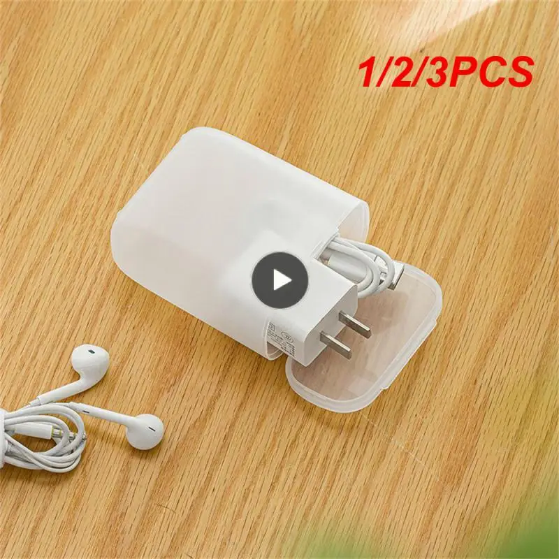 

1/2/3PCS Portable Data Storage Box With Cover Headphone Charger Mobile Phone Travel Transparent Cable Wire Container Box In