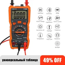 RICHMETERS Multimeter RM113D Multimetro Tester Digital Multimeter 6000 Counts Auto Ranging AC/DC Voltage Temperature Measuring