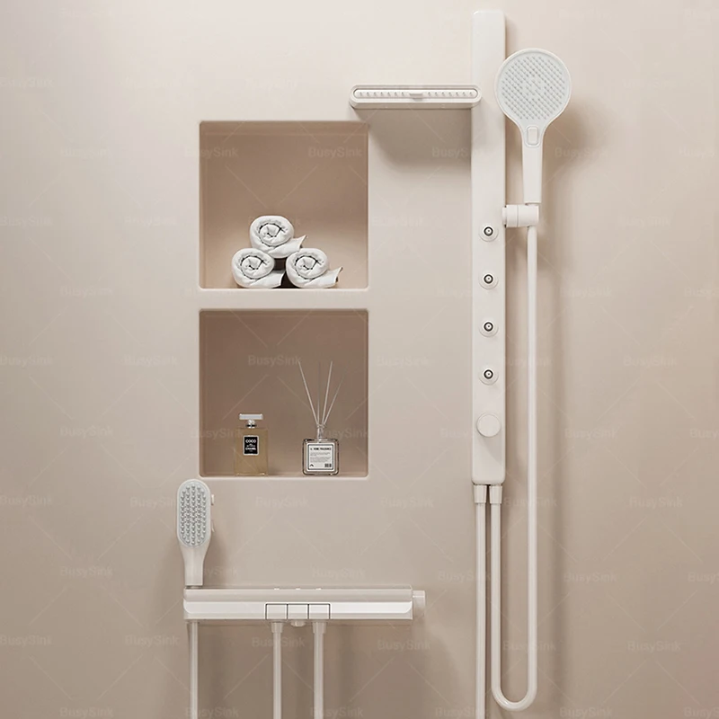 ระบบฝักบัวชุดนมสีขาวห้องน้ําฝักบัวแยกมัลติฟังก์ชั่ไหล่เอว Spouts ในครัวเรือนชุดฝักบัวแรงดันสูง 1