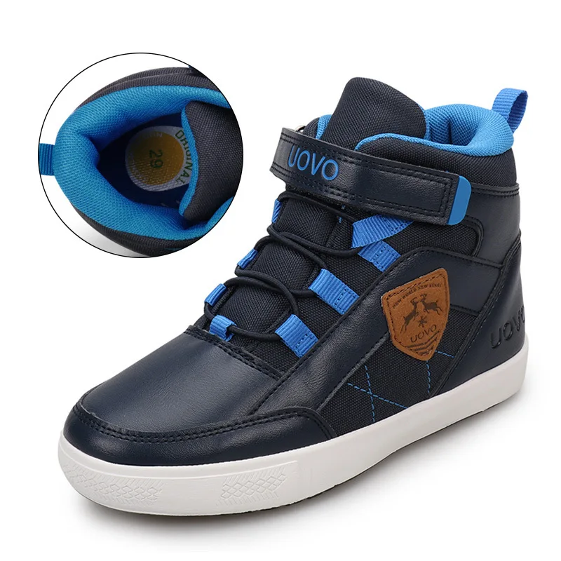 UOVO New Arrival Classical Winter Kids Walking Shoes Warm Plush Lining Fashion Children Footwear Flat Boys Sneakers Size #28-39