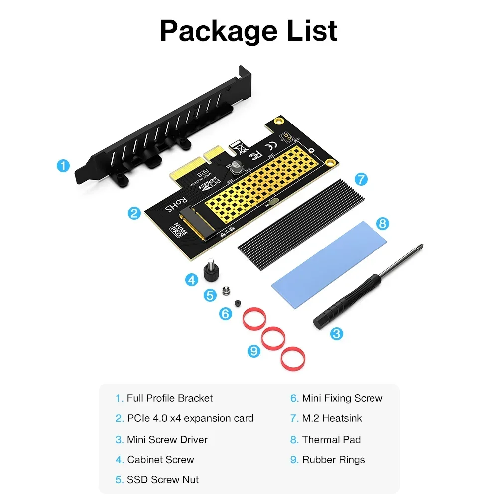 SSD Adapter Card M.2 to PCIe Adapter PCIe Adapter Card PCIe Expansion Card M.2 Expansion Card JEYI PCIe to NVMe Adapter With Aluminum SSD Heatsink Cooler, 64Gbps M.2 ssd Gen4 PCIe 4.0 X4 X8 X16 Expansion Card for Desktop