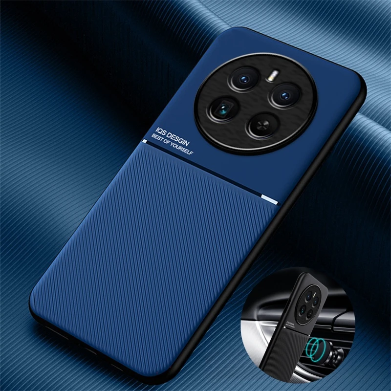 Leather Phone Cover with Car Magnetic Holder – Shockproof TPU Frame Protection