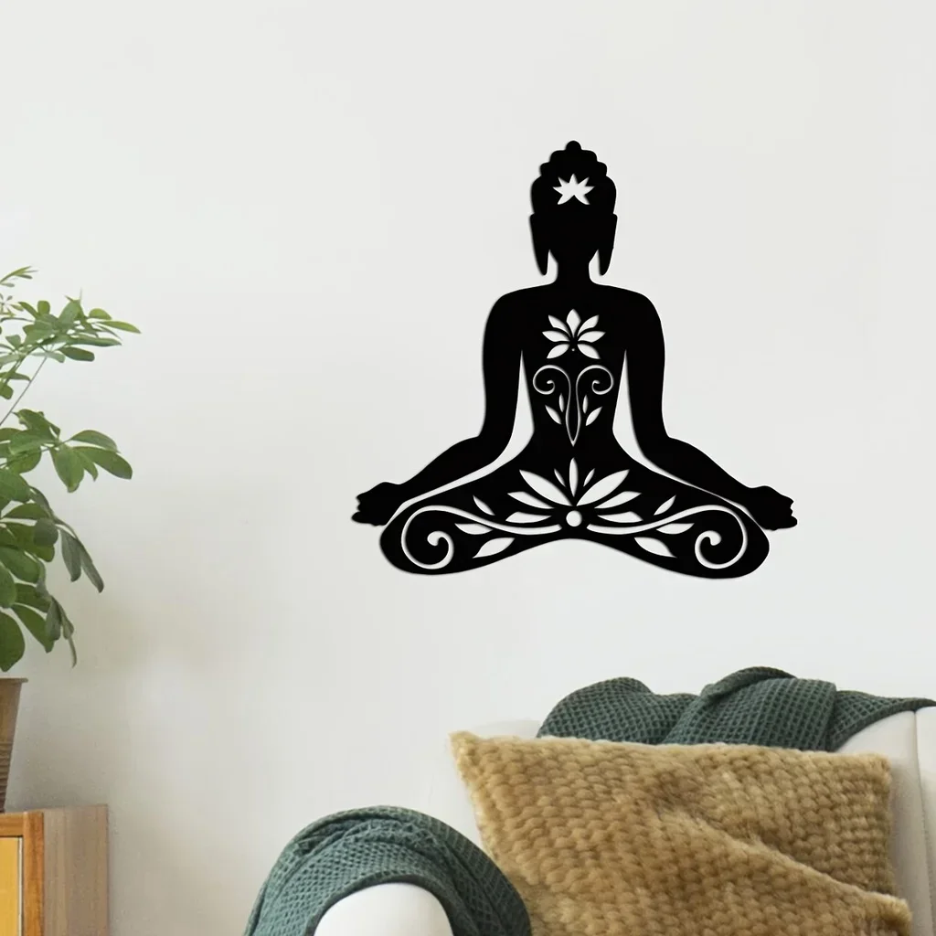 

CIFBUY Deco Buddhism Theme Home Decor Wall Art Decorations Indoor Livingroom Black Classic Room Decor Metal Wall Hanging Decorat