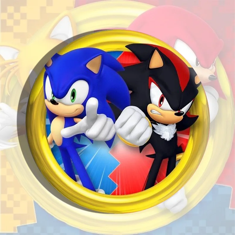 thumbnail image 1 of Broche láser de Sonic The Hedgehog, periférico de juego, pin redondo de 5,8 cm para mujeres, hombres, estudiantes de anime, regalo creativo, insignia colgante, 1 of 5