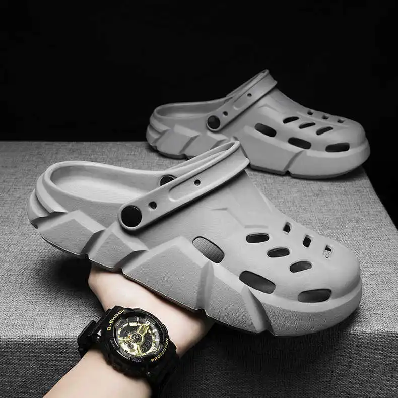 

크록스 슬리퍼 Men Summer EVA Slippers Breathable Outdoor Lightweight Shoes Male Thick Soft Sole Anti-slip Sandalias сандалии мужски