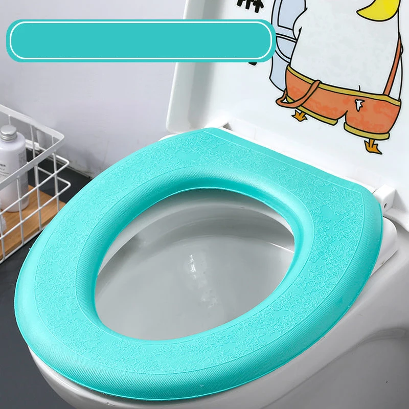 Washable Reusable Sticker Foam Toilet Cover Self-heating Warm Waterproof Toilet Seat Silicone Cover Four Seasons Household toilet seat cover toilet seat cushion toilet accessories
